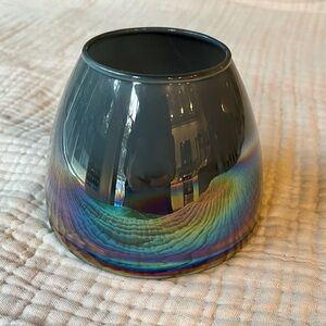 Vietri | Gray Hand-painted Iridescent Rainbow Glass Votive Candle Holder Vase